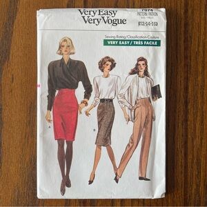 Butterick Vogue Sewing Pattern 7074 Sizes 12 14 16 Skirt Pants 1987